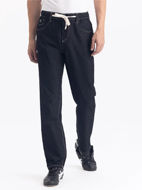 Black Plain Loose Fit Denim