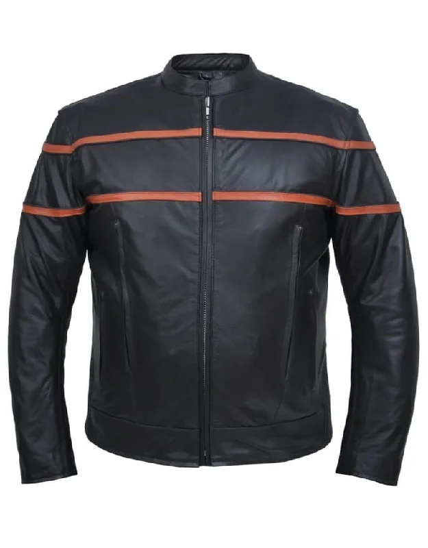 Men's Double Orange Stripe Goatskin Jacket