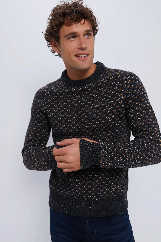 Charcoal Birdseye Marl Donegal Crew Sweater