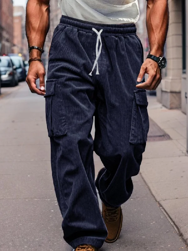 Corduroy Straight Leg Cargo Pants