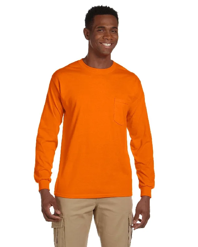 Gildan Ultra Cotton Long Sleeve Pocket T-Shirt | S Orange