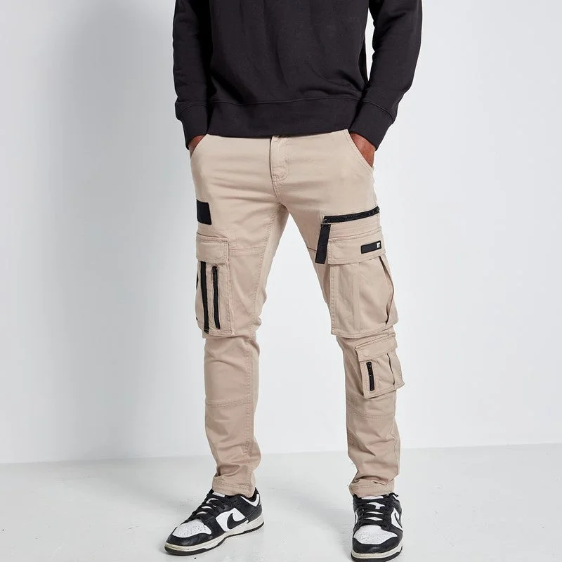 Adjustable Cuff Cargo Pants - Stone