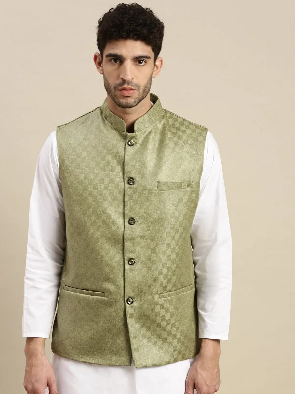 Men Ethnic Jacket Olive Green DD8