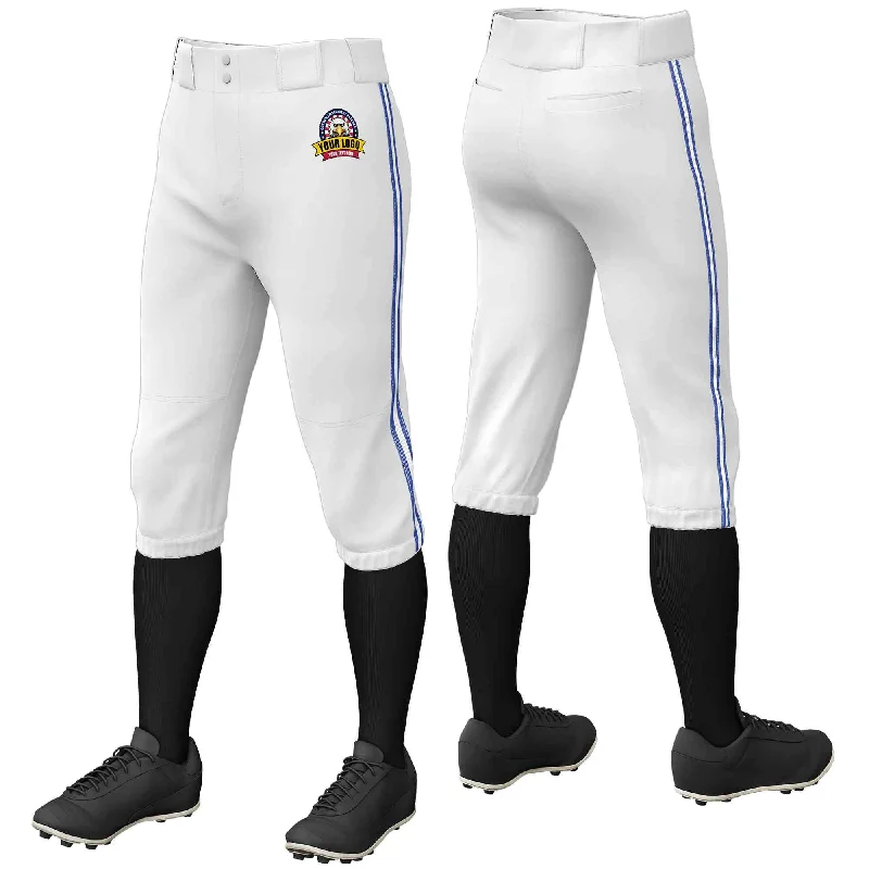 Custom White Royal White-Royal Classic Fit Stretch Practice Knickers Baseball Pants