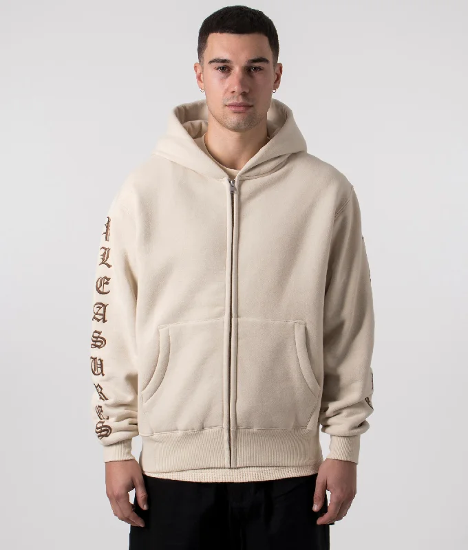 Relaxed Fit Old English Zip Up Hoodie