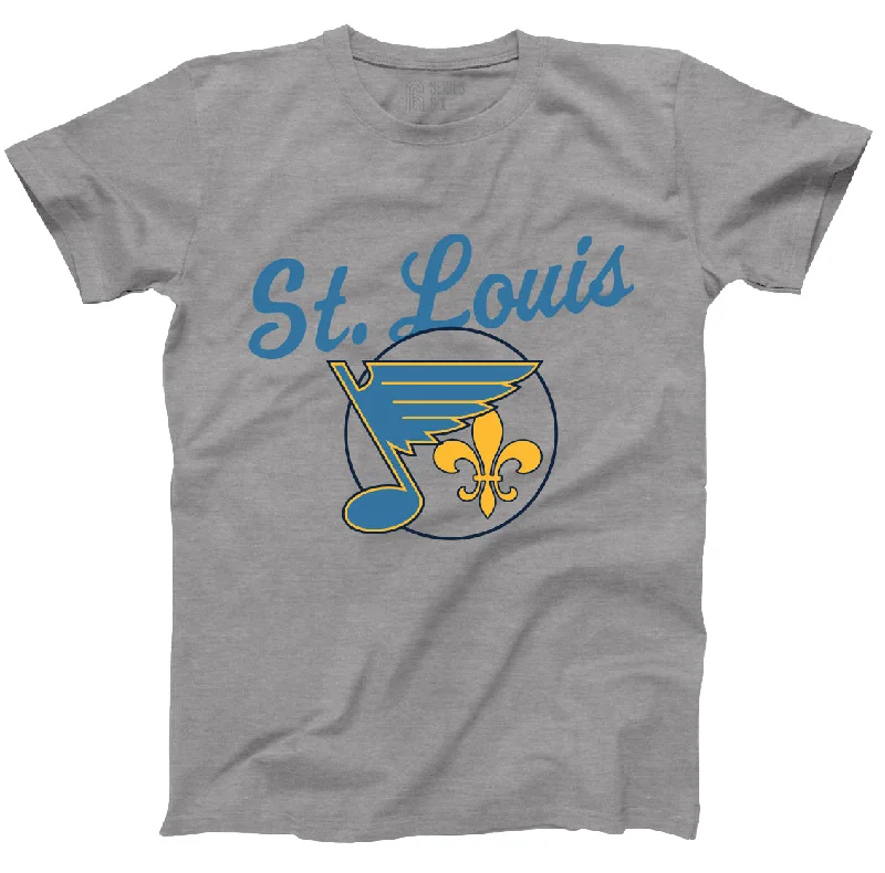 ST. LOUIS BLUES SERIES SIX FLEUR DE LIS TEE- GRAY