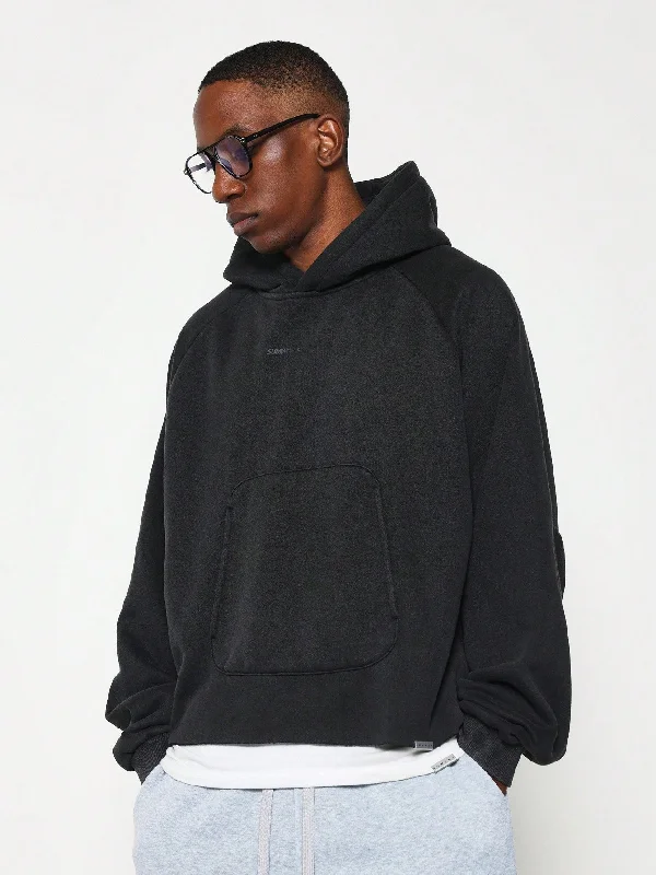 Cropped Overhead Washed Hoodie With Small Graphic Print