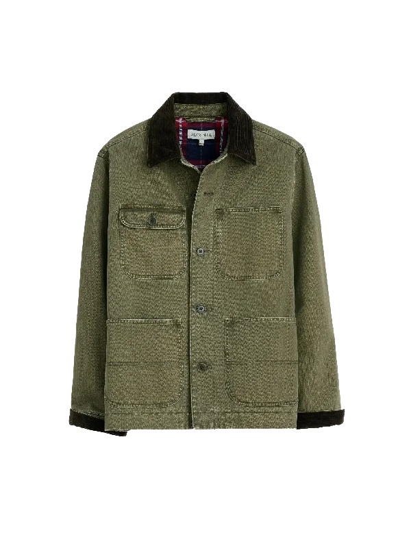 Work Jacket in Cotton Herringbone- Field Olive