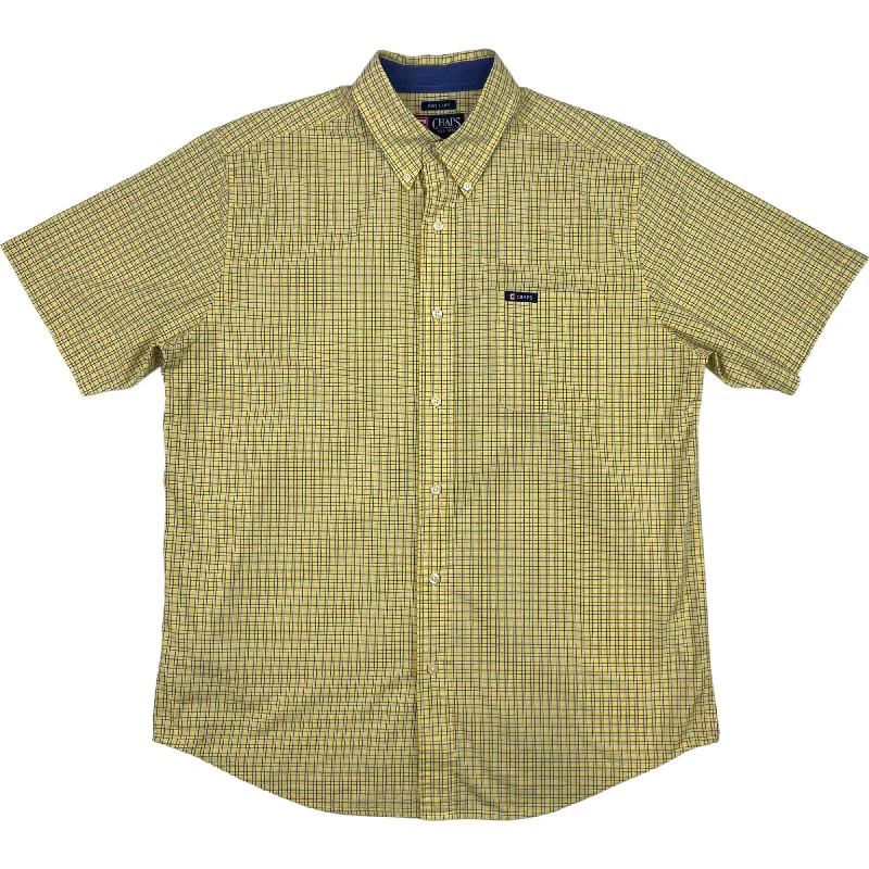 Chaps Ralph Lauren Short Sleeve Plaid Shirt Yellow Blue