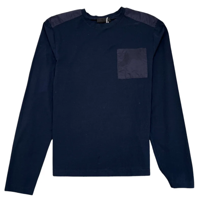 Men's Nylon Pocket Long Sleeve T-Shirt Navy Size S