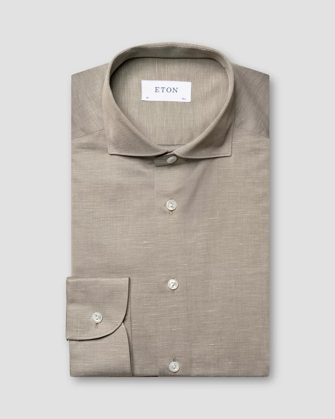 Green Solid Cotton-Linen Slim Fit Shirt - ETON