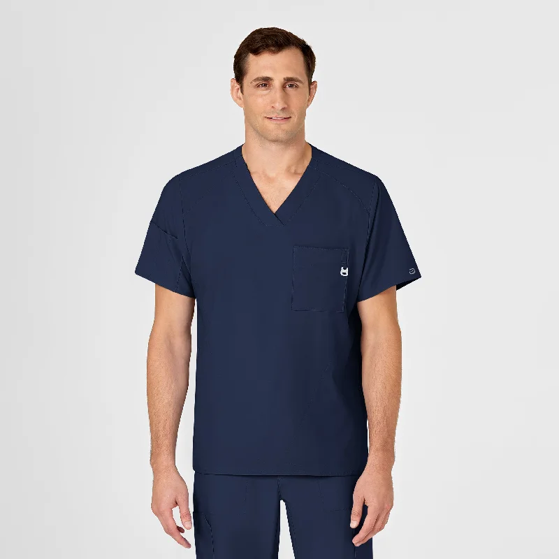 W123 Men's V-Neck Scrub Top - Navy