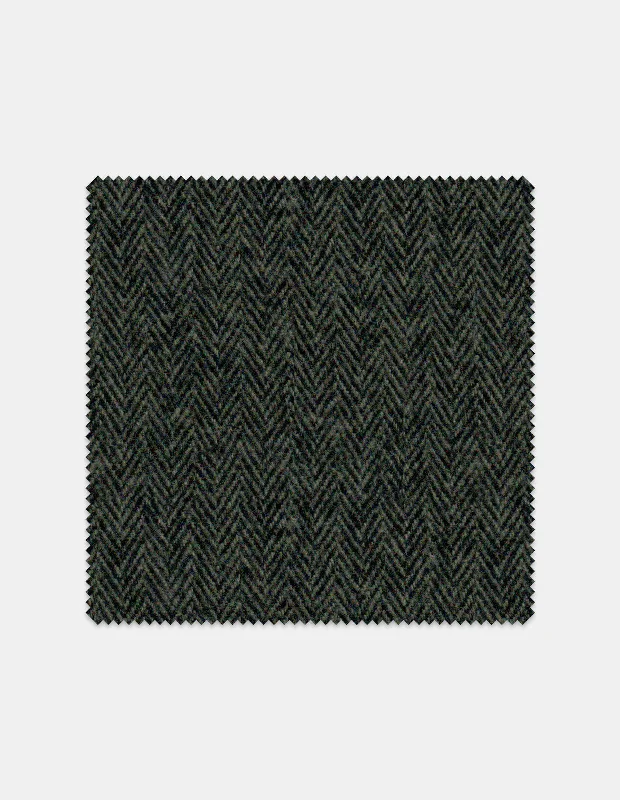 Forest And Black Cotton Herringbone