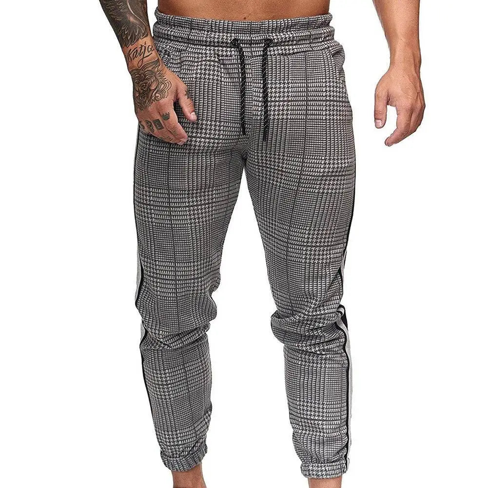 Comfortable Plaid Pants for Men with Pocket Stripe