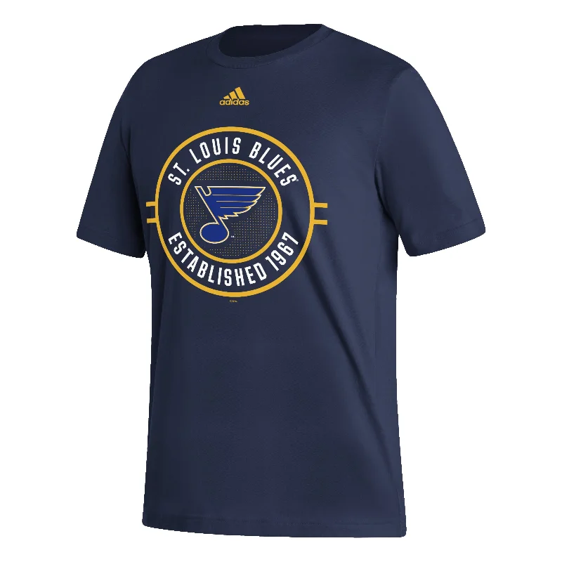 ST. LOUIS BLUES ADIDAS CIRLCE EST 1967 TEE - NAVY