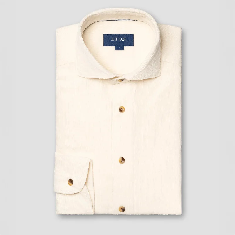 Off-White Fine Wale Corduroy Contemporary Fit Shirt - ETON