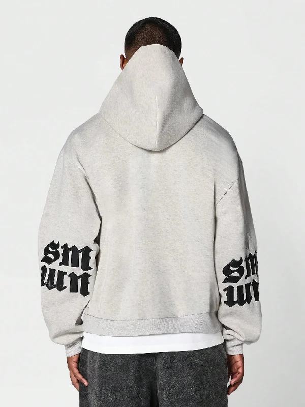 Regular Fit Overhead Hoodie With Applique Elbow