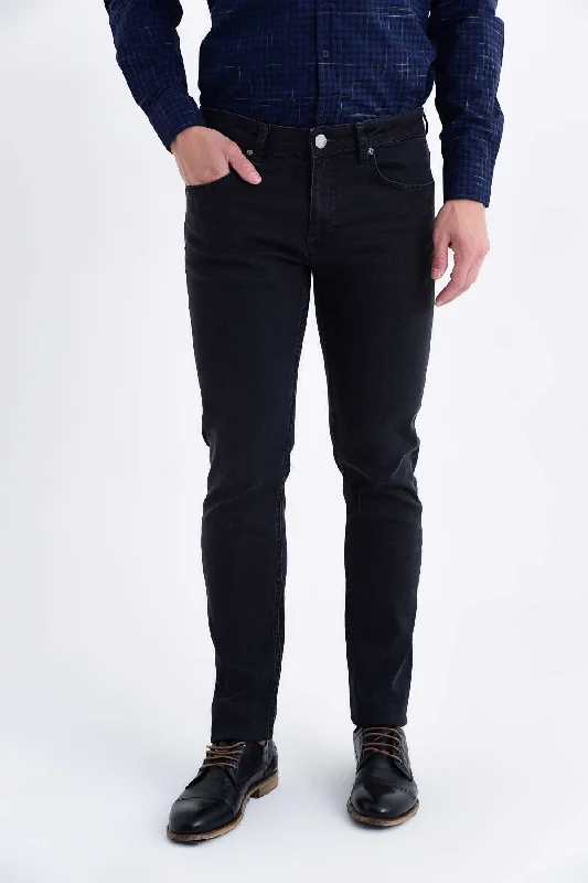 Slim Fit Low Waist Black Cotton Denim Jeans