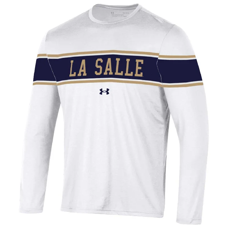 UA Striped Tech L/S-White : L