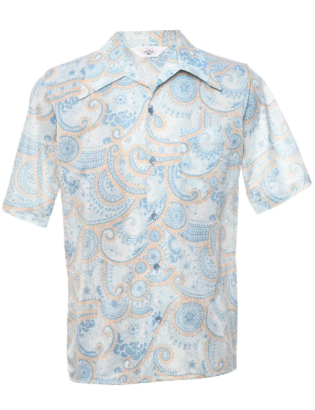 1970s Jantzen Light Blue Paisley Shirt - S