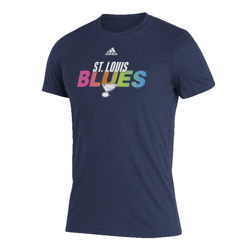 ST. LOUIS BLUES ADIDAS PRIDE SHORT SLEEVE TEE -  NAVY