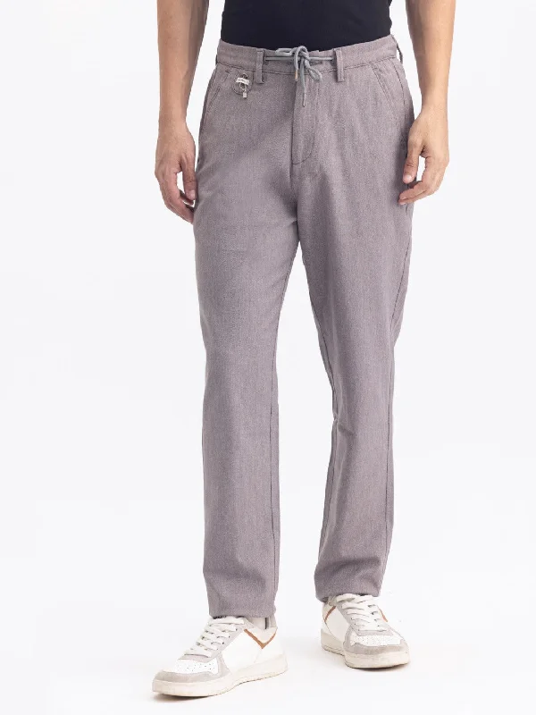 Dark Grey Plain Loose Crop Travel Pant