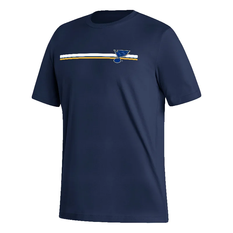 ST. LOUIS BLUES ADIDAS LINEAR STRIPE TEE - NAVY