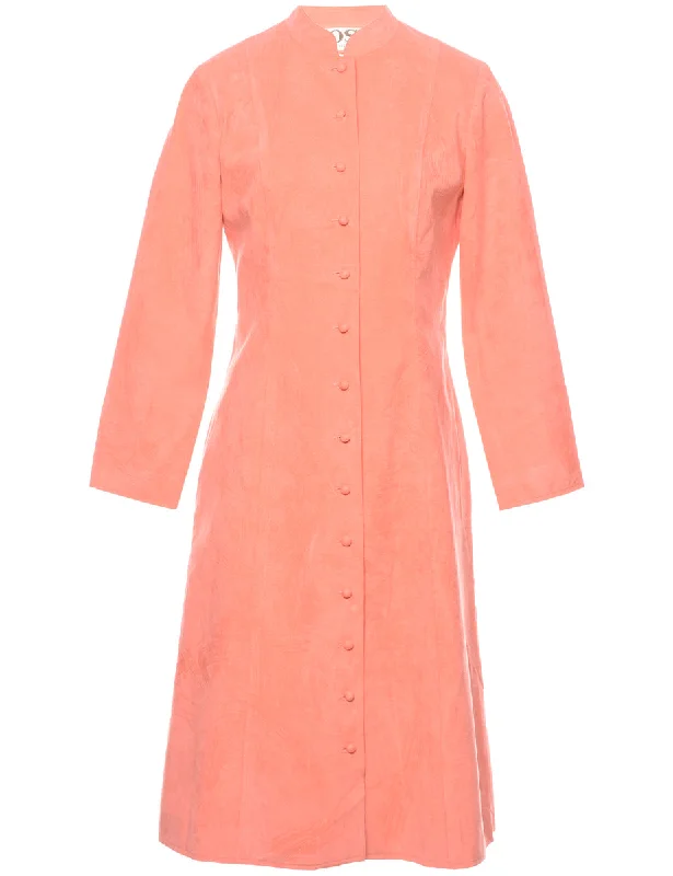 1970s Salmon Pink Dress - M