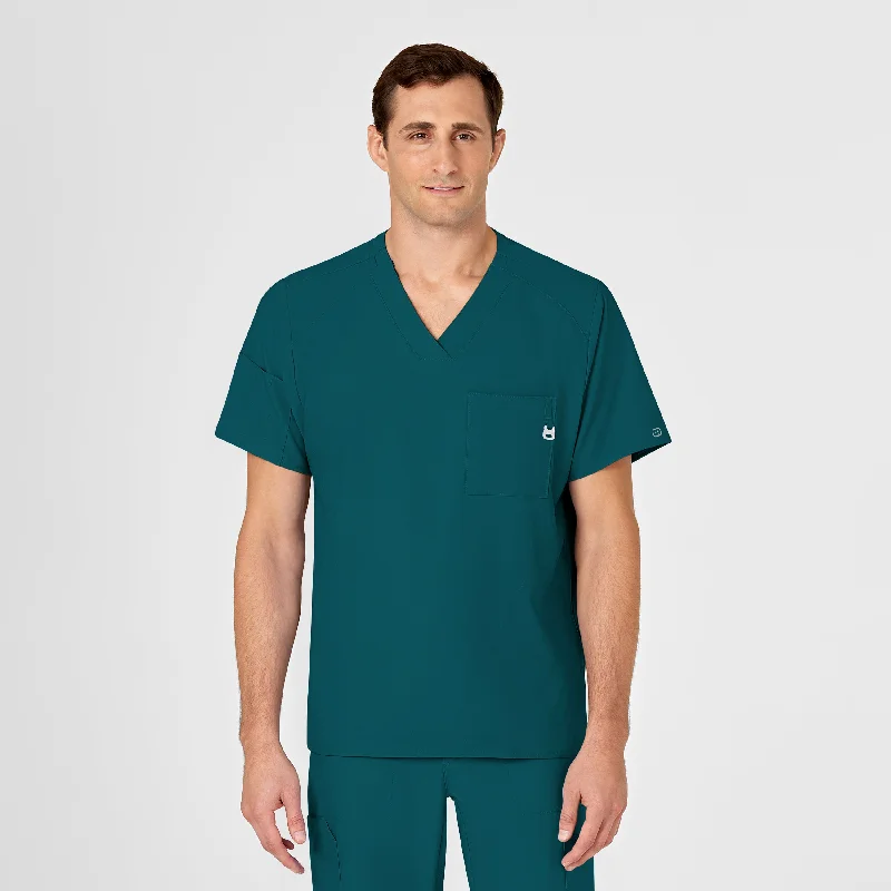 W123 Men's V-Neck Scrub Top - Caribbean