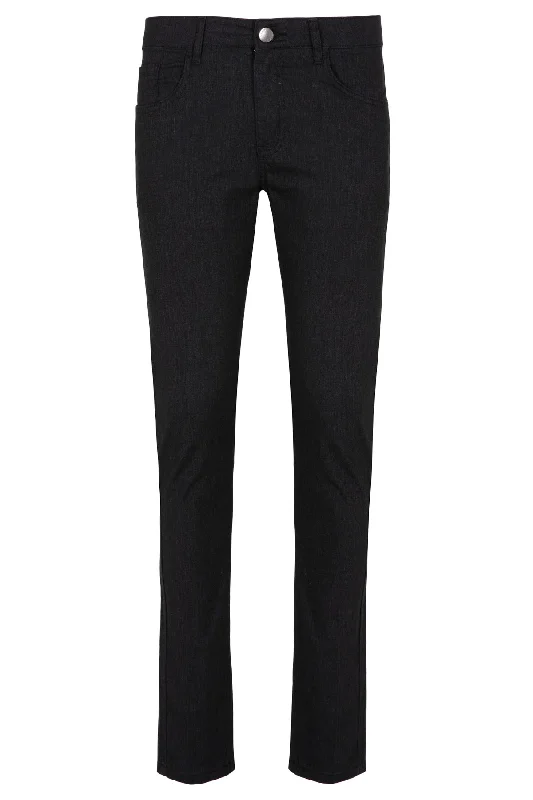 Slim Fit Cotton 5 Pocket Low Waist Black Casual Pants