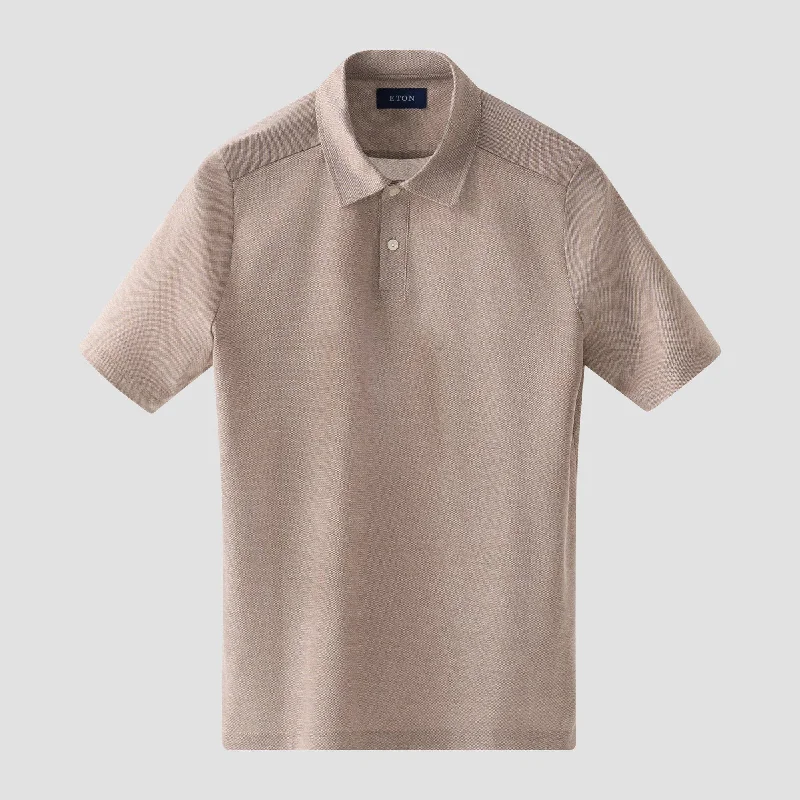 Café Brown Oxford Piqué Short-Sleeve Polo Shirt - ETON