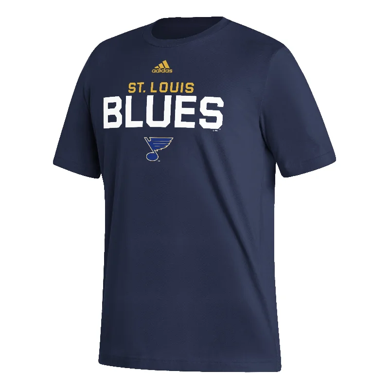 ST. LOUIS BLUES ADIDAS WORDMARK SHORT SLEEVE TEE -  NAVY