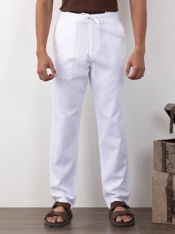 White Plain Loose Pants