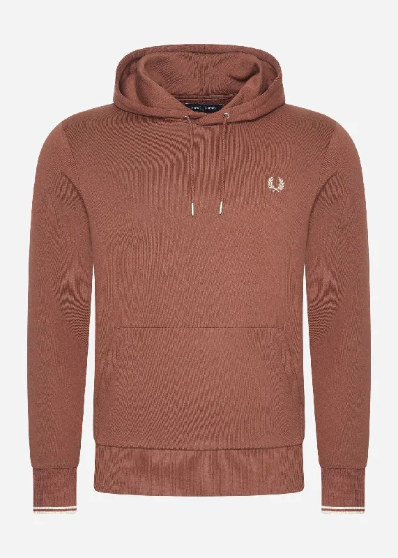 Tipped hooded sweatshirt - whiskey brown porridge marl