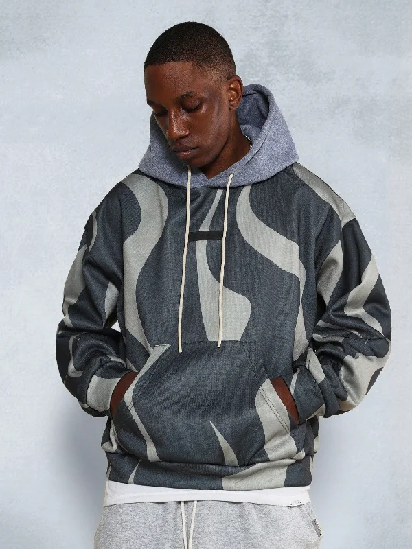 Regular Fit All Over Swirl Printed Hoodie