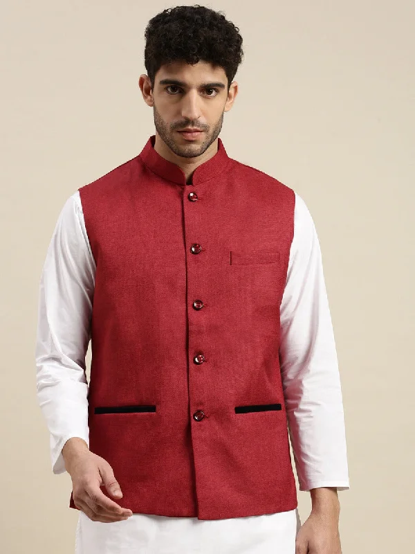 Men Nehru Jacket Maroon  DB1