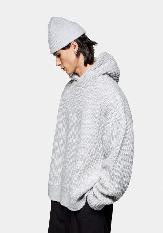 Oversized Fit Chunky Rib Knit Hoodie