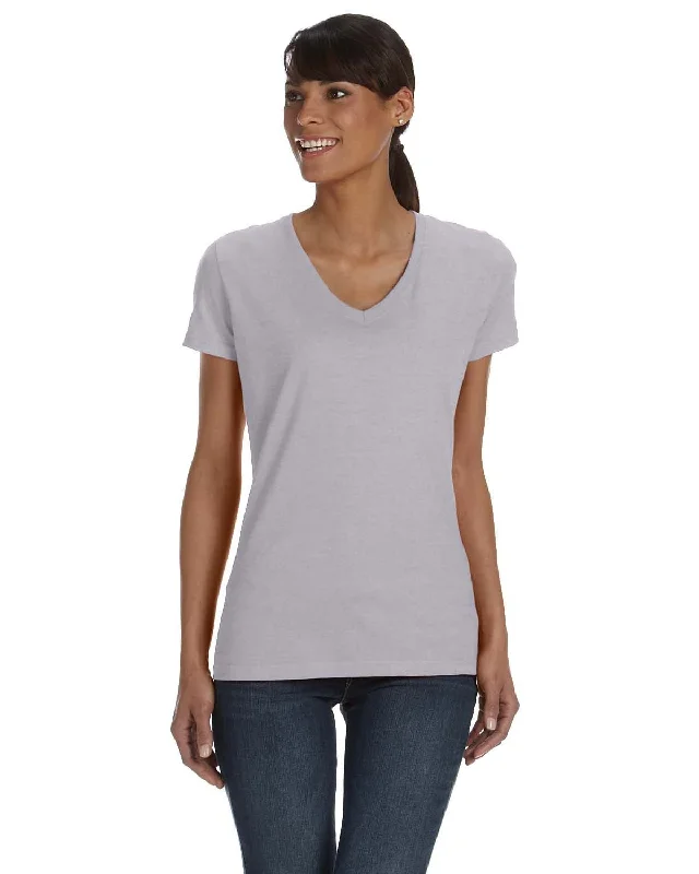 Fruit of the Loom Ladies 100% Heavy Cotton HD V-Neck T-Shirt | Athletic Heather