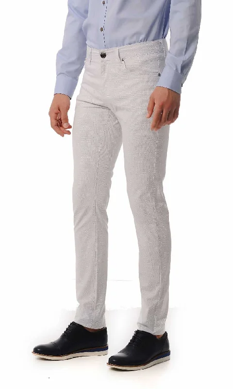 Slim Fit 5 Pocket Low Waist White Cotton Casual Pants