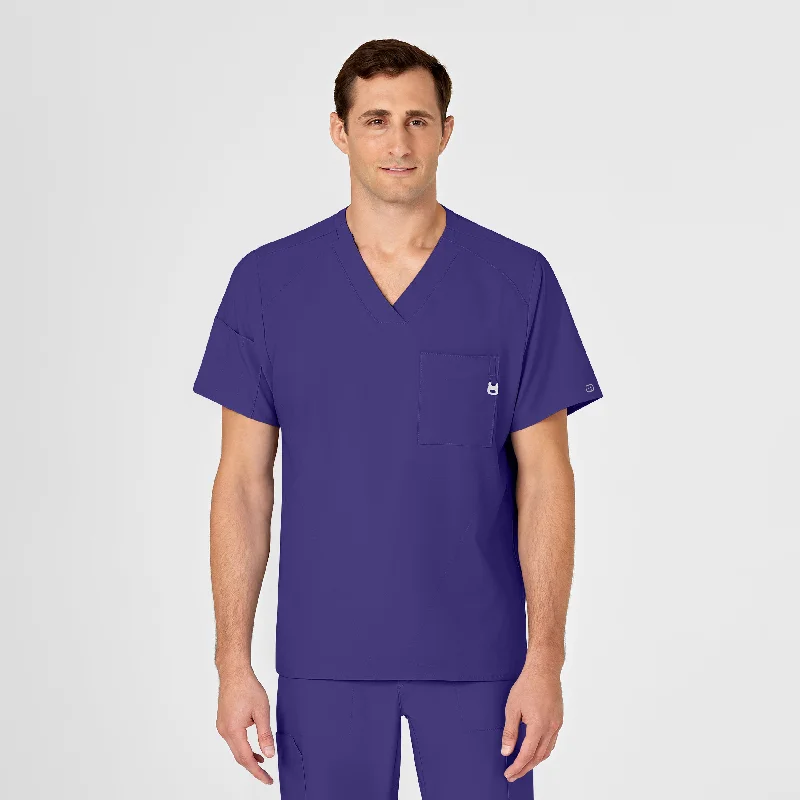 W123 Men's V-Neck Scrub Top - Grape