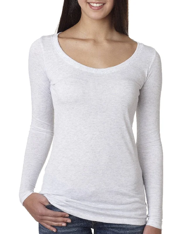 Next Level Ladies Triblend Long Sleeve Scoop Tee | Heather White