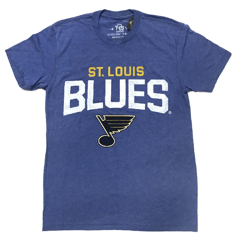 108 Stitches STL Blues Racerback Wordmark Tee