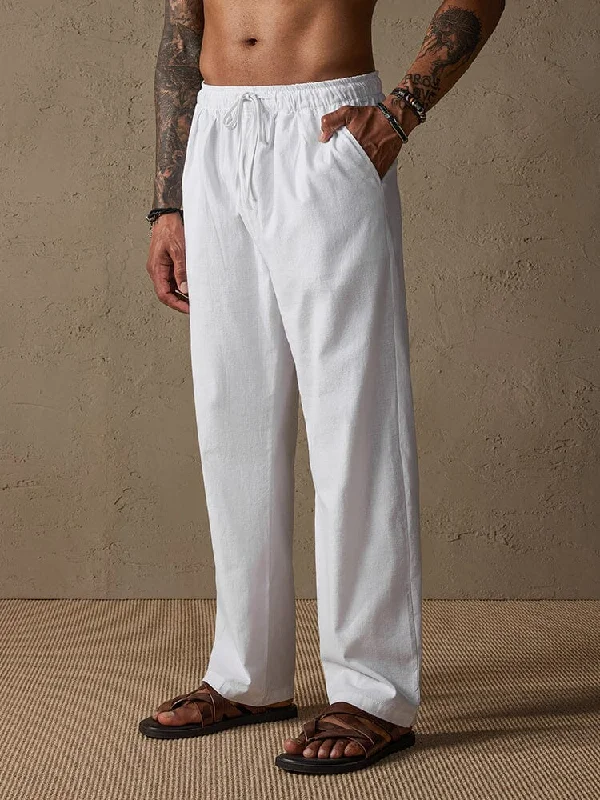 Casual Loose Fit Cotton Linen Straight Pants