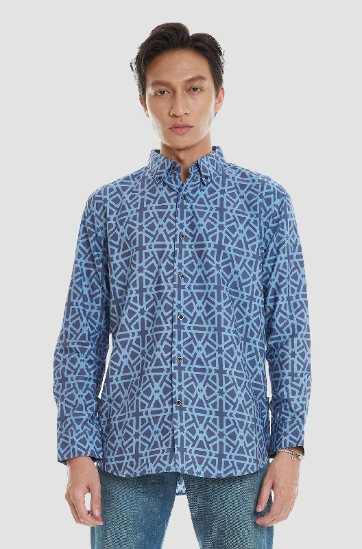 My Long Sleeve Abstract Star Azure Blue