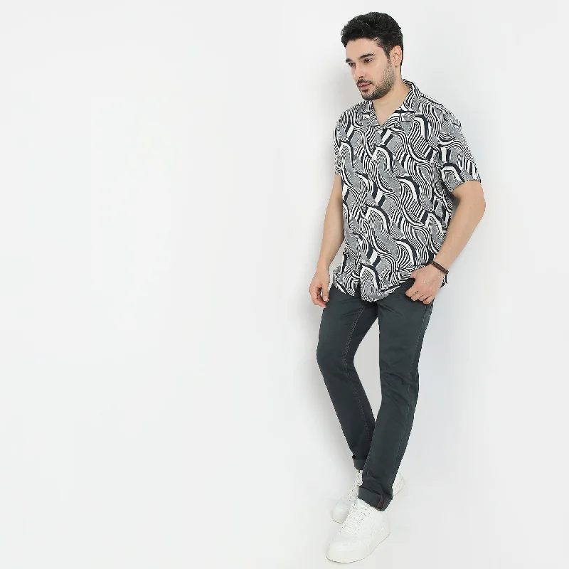 Retreat™ Shirts - Printed Pattern Rich Fabric - Trendy Cuban Collar - Regular Fit Shirt