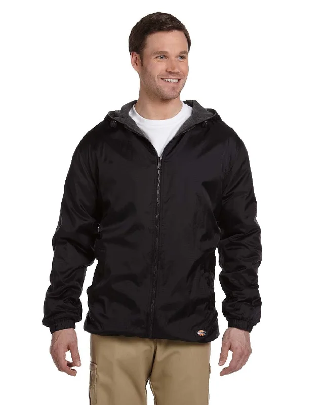 Dickies Fleece-Lined Hooded Nylon Jacket | Black