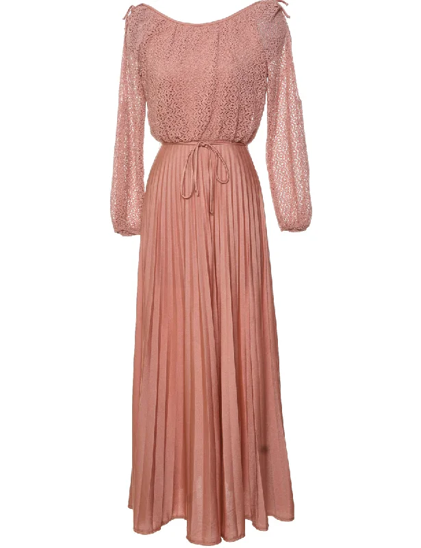 1970s Terracotta Maxi Dress - S