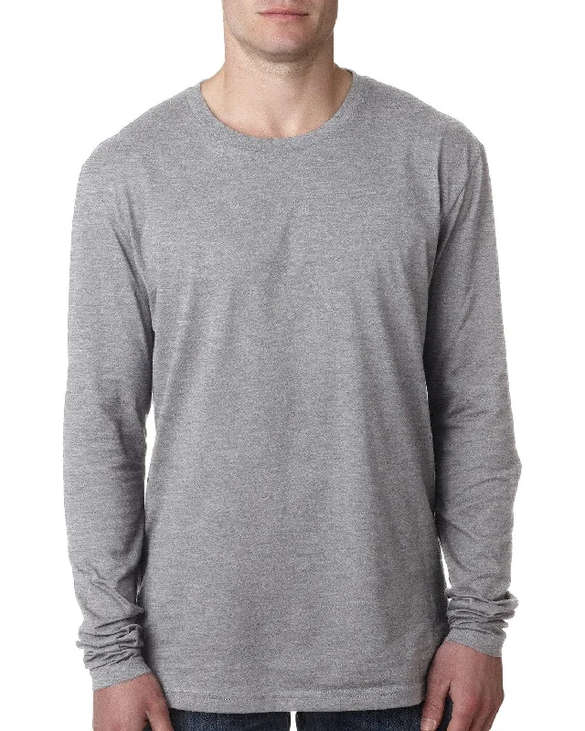 Next Level Mens Premium Long Sleeve Tee | Heather Gray