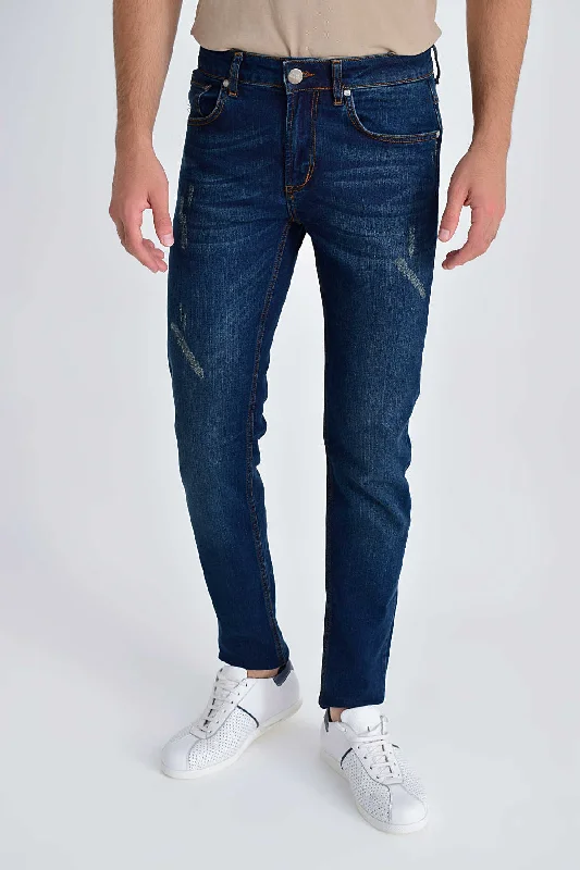 Slim Fit Navy Cotton Low Waist Denim Jeans