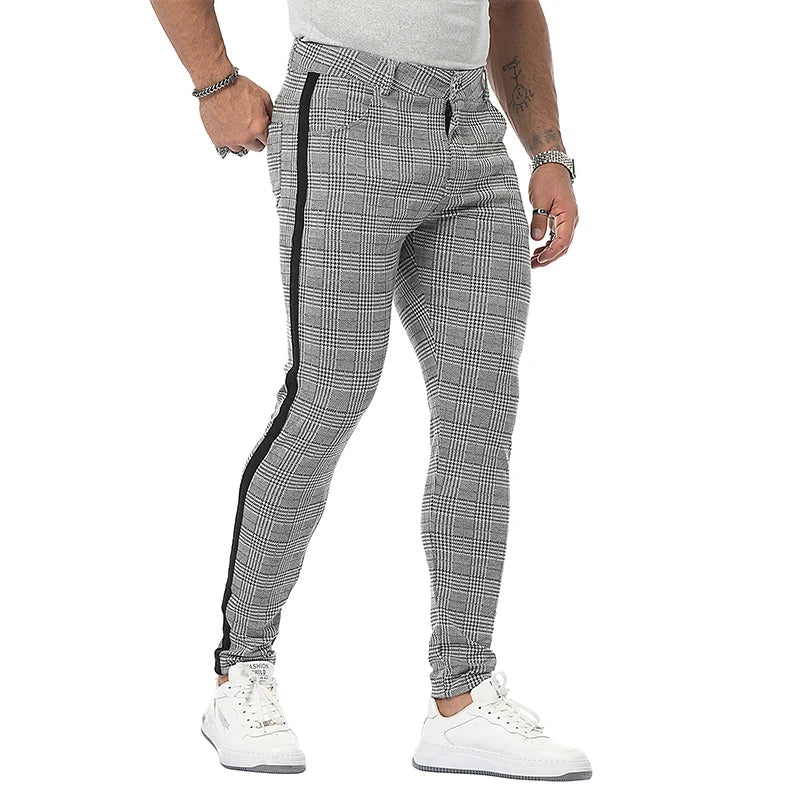 Mens Plaid Casual Stretch Pants